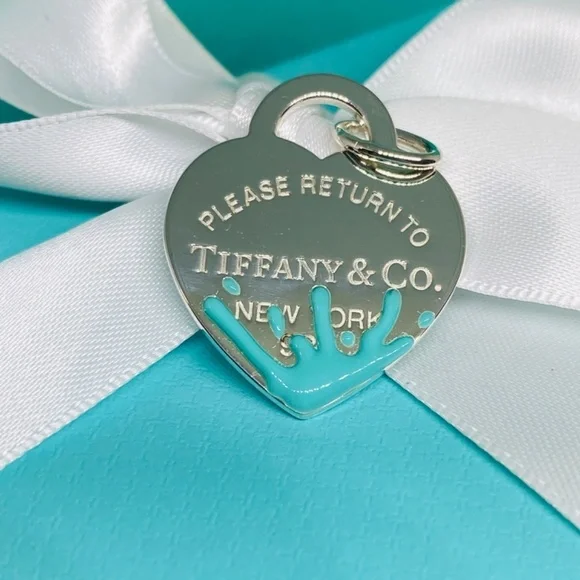 Tiffany & Co. RTT Enamel Splash Heart NWT 925 silver Tiffany Blue RETIRED - Picture 5 of 9